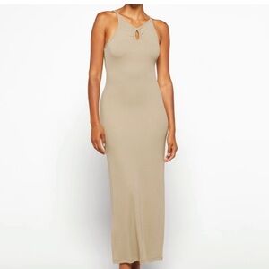 LNA Alsi Rib Mini Dress in Pale Khaki NWT